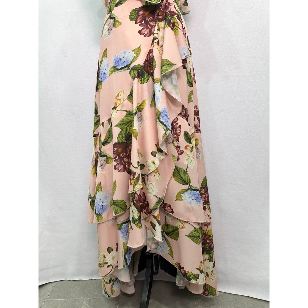 L’Atiste by Amy Pink Floral Ruffle High Low Maxi Dress Size Small Garden Party - Picture 2 of 11